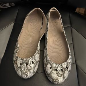 Womens Crocs Kadee Snake Print Slip On Mary Jane Loafers Shoes